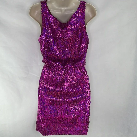 Fuchsia Purple Sequin Dress - Picture 4 of 5